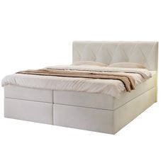 Čalúnená boxspring posteľ DEAN - krémová Rozmer: 180x200