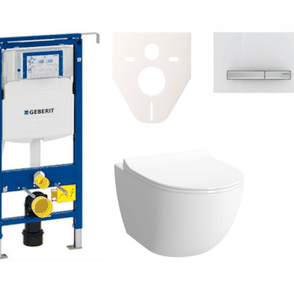 Cenovo zvýhodnený závesný WC set Geberit do ľahkých stien / predstenová montáž + WC VitrA VitrA Shift SIKOGES4N8