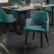 Estila Moderná jedálenská stolička Decora petrolejovo modrá zamatová 81cm