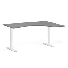 Ergonomický výškovo nastaviteľný stôl, 160x120 cm, 1 motor, L/P, biela podnož, grafit