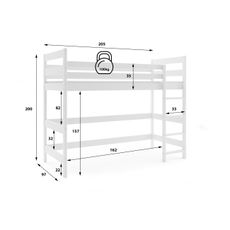 Vyvýšená posteľ z masívu ANTRESOLA 200×90 cm – biela