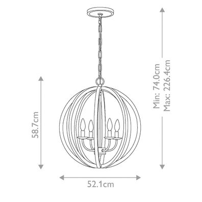 Elstead FE-ALLIER-4P-WW - Luster na reťazi ALLIER 4xE14/60W/230V dub