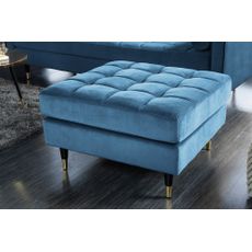 Estila Art deco štvorcová taburetka Nefertiti so zamatovým čalúnením modrej farby 80cm