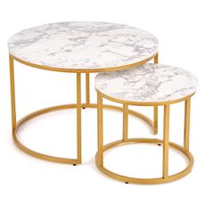 Konferenčný stolík Paola White Marble-Gold