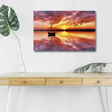 Wallity Obraz s LED osvetlením LODIČKA PRI ZÁPADE SLNKA 43 45 x 70 cm