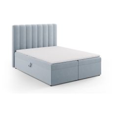 Svetlomodrá boxspring posteľ s úložným priestorom 160x200 cm Gina – Milo Casa