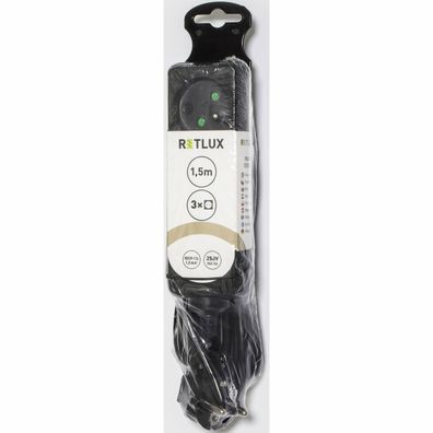 Retlux RPC 01B Predlžovací kábel čierna, 3 zásuvky​, 1,5 m