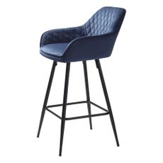 Modrá zamatová barová stolička (výška sedadla 67 cm) Milton – Unique Furniture