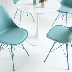 Estila Moderná tyrkysová jedálenská stolička Scandinavia s čalúnením z eko-kože 85cm