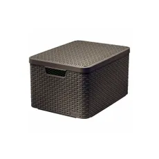 Tmavohnedý plastový úložný box s vekom 33x44,5x25 cm Style – Curver