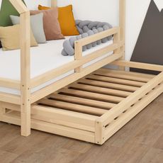 Benlemi Úložný šuplík 2IN1 pod posteľ na kolieskach Zvoľte farbu: Nelakovaná, Zvoľte variantu: S roštom, Zvoľte rozmer: 120x180 cm (pod posteľ 120x20…