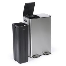 Kôš na triedený odpad, 2x 30 l, nerez, nášľapný