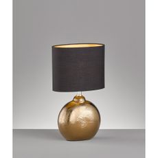Keramická stolová lampa s textilným tienidlom v čierno-bronzovej farbe (výška 39 cm) Foro – Fischer & Honsel