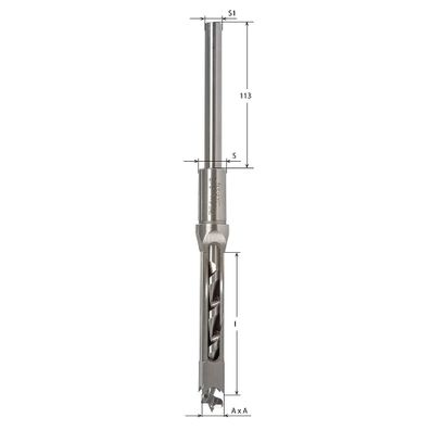Ostrohranný dlabací vrták IGM Profi - 6x6mm I=45 S=20,6 S1=4,3