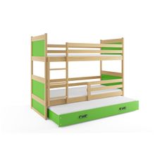 Interbeds Poschodová posteľ Rico 3 trojmiestna borovica 200cm x 90cm zelená