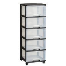 Čierno-priehľadný plastový pojazdný regál 37x100 cm – Curver