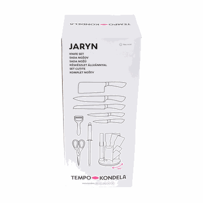 TEMPO-KONDELA JARYN, sada nožov v stojane, 9 ks, neo mint