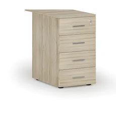Kancelársky prístavný zásuvkový kontajner PRIMO WOOD, 4 zásuvky, dub prírodný