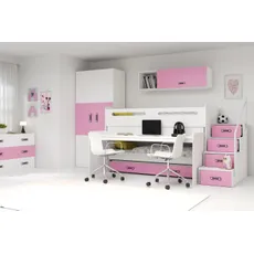 Multifunkčná poschodová posteľ MAX 1 - 200x80cm - Biely - Ružový