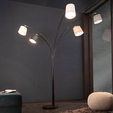 Stojací lampa LANSING Dekorhome Bílá / šedá