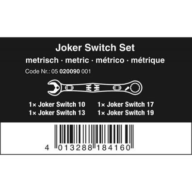 Wera 020090 Ráčnové kľúče 10 ÷ 19 mm 6001 Joker 4 Set 1, offset (sada 4 ks)