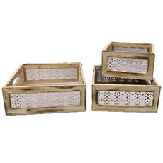 Drevené bedničky sada 3 ks 26cm