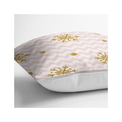 Vianočná obliečka na vankúš Minimalist Cushion Covers Golden Snowflakes, 42 x 42 cm