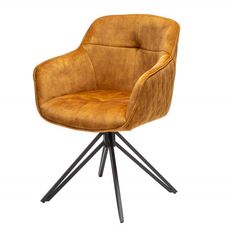 Estila Moderná horčicovožltá otočná stolička Marmol s čiernymi nohami 82cm