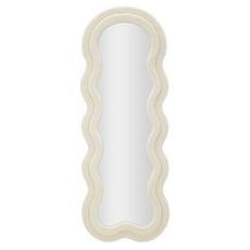 Estila Elegantné zrkadlo Swan s krémovým vlnitým rámom a jemným bouclé poťahom v zaoblenom klenutom dizajne 160 cm