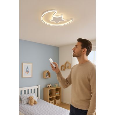 IKO LED stropná lampa s diaľkovým ovládačom – Mesiac s hviezdou