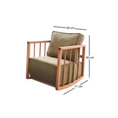 Hojdacie kreslo Sallan so 100% dreveným rámom - khaki