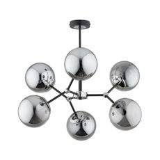 Luster na tyči FOTON  6xE14/40W/230V čierna/šedá