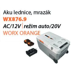 Aku chladnička Worx set WX876.9/mraznička 20V + WA3611 2x4.0Ah - duálna nabíjačka - Powershare
