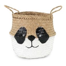 Detský kôš na hračky z morskej trávy v bielo-prírodnej farbe ø 25x24 cm Panda – Compactor
