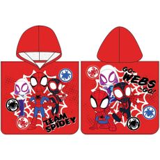 Chlapčenské plážové pončo Spidey - motív Team - 100% bavlna - 50 × 115 cm - pre deti od 3 do 6 rokov