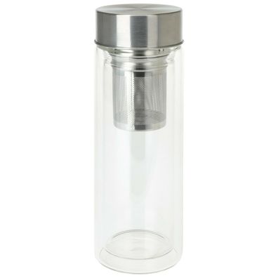 Sklenená fľaša na pitie s dvojitou stenou a filtrom, 300 ml