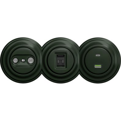 Kliklap - Retro USB zásuvka A+C bez rámika zelená