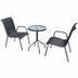 Záhradný bistro set 3 ks kov / textilen Dekorhome Černá / šedá