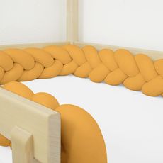 Benlemi Bavlnený mantinel pletený do vrkoča z 3 prameňov Zvoľte farbu: Horčicová, Zvoľte rozmer: 400 cm (4 metre)