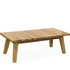 Estila Orientálny etno obdĺžnikový záhradný konferenčný stolík Esquina s vyrezávaným ornamentom v prírodnej svetlej hnedej farbe 120 cm