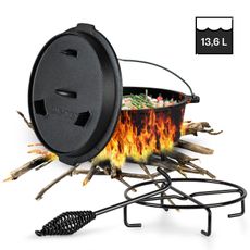 Klarstein Guernsey, prémiový liatinový hrniec, 12.0 barbecue hrniec, liatina, nožičky, veľkosť XL/13,6 l