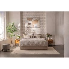 Béžová čalúnená dvojlôžková posteľ s úložným priestorom s matracom/s roštom 180x200 cm Thessa Pillow – Bonami Selection