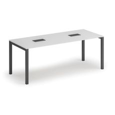 Stôl SQUARE 2000 x 800 x 750, biela + 2x stolná zásuvka TYP IV, čierna