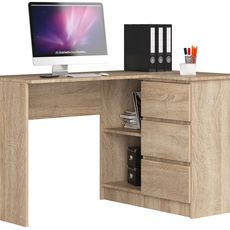 Ak furniture Rohový písací stôl B16 124 cm dub sonoma pravý