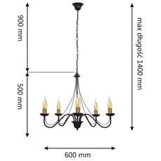 Luster na reťazi MALBO 5xE14/60W/230V