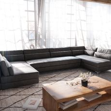 Pohovka v tvare U Elio XL 400x185 cm imitácia kože vintage antracit