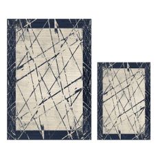 Modré/béžové kúpeľňové predložky v súprave 2 ks 60x100 cm Geometric – Mila Home