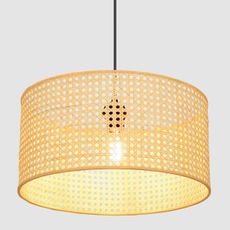 Luster na lanku ALBA 1xE27/15W/230V pr. 40 cm ratan/čierna