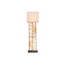 Estila Dizajnová etno stojaca lampa Adduro s podstavou z čierneho kovu a masívneho dreva v hnedej farbe s béžovým tienidlom 165 cm