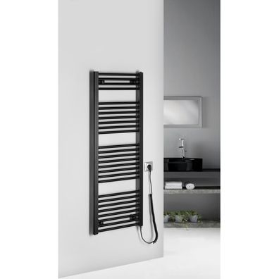 Aqualine - Kúpeľňový elektrický radiátor DIRECT-E 400W/230V 132 cm matná čierna